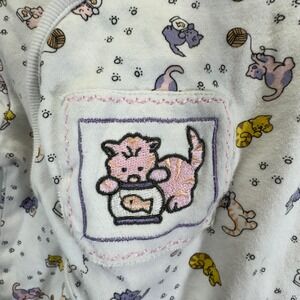 Vintage Bright Future Cat Print Romper Baby 6-9M Cottagecore Kitten Twee Kidcore